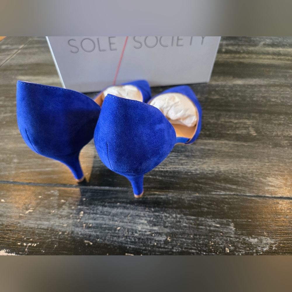 Sole Society Brand, "Robbie" Style, 2-piece Pumps (Blue Suede) - Picture 5 of 6